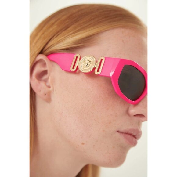 VERSACE Sunglasses VE4361 Pink Biggie Sunglasses Fuxia Fluo Medusa Rectangle - Picture 4 of 16